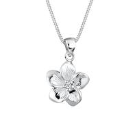 Elli Women's 925 Sterling Silver Xilion Cut 0.03 ct White Diamond Flower Frangipani Necklace