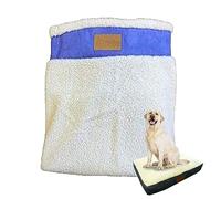 Ellie-Bo Funda de Cama de Interior para Perro Suave y Lavable, Funda de Gamuza sintética y Piel de Oveja, tamaño M, 71 x 48 x 10 cm, se Adapta a Jaula de 30 Pulgadas, Color Azul y Blanco