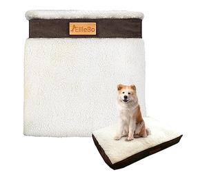 Ellie-Bo Funda Grande de Repuesto para Cama de Perro de 87 x 57 cm, Color marrón con Gamuza sintética y Piel de Oveja Que se Adapta a Cama Grande de 36 Pulgadas de Espuma viscoelástica para Perros