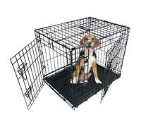 Ellie-Bo - Jaula corral plegable para perros pequeños a grandes, portátil, antimordiscos y con bandeja extraíble metálica, dos puertas, tamaño muy grande 107 cm, color negro