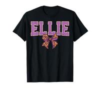 Ellie Leopard Bow Name Diseño para Mujeres y niñas Camiseta