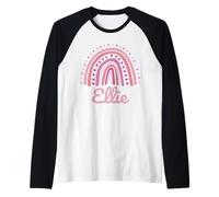 Ellie Nombre Personalizado Divertido Mujer Rosa Arco Iris Ellie Camiseta Manga Raglan