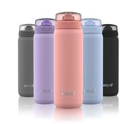 Ello Cooper - Botella de agua de acero inoxidable de 22 onzas con popote y asa de transporte, doble pared y metal aislado al vacío, tapa de bloqueo a prueba de fugas con boquilla de silicona suave,