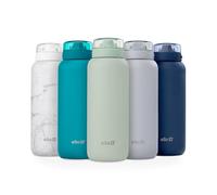 Ello Cooper - Botella de agua de acero inoxidable de 40 onzas con popote y asa de transporte, doble pared y metal aislado al vacío, tapa de bloqueo a prueba de fugas con boquilla de silicona suave,