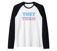Ellos/Ellas pronombres Trans no Binario agénero LGBTQ+ Camiseta Manga Raglan