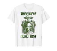 Ellos Estaban aquí Primer Retro Alien UFO Cryptid Bigfoot Camiseta