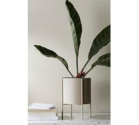 ELLOS Home Milton Macetero versátil de Hierro con Estructura Reversible para Interior y Exterior, 22 cm de Altura, Color Beige, diámetro de 25 cm