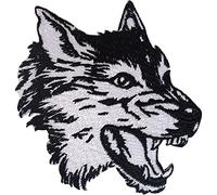 ELLU Parche de Lobo para Coser Ropa, Jeans, Camiseta, Chaqueta, Insignia Bordada, Apliques