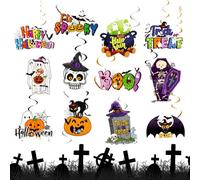 Ellxen 24 unidades de decoración de remolinos colgantes, decoración de Halloween, guirnaldas de dibujos animados para colgar, para fiestas espeluznantes, inolvidables experiencias de fiesta de