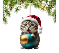 Ellxen Colgante de árbol de Navidad de Gato, acrílico 2D, decoración para árbol de Navidad, decoración de Navidad, decoración Divertida para Porche, Pasillo, Oficina, Dormitorio, Vacaciones (E)