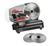 ELMA Cortafiambres Eléctrico CFD220 XL con Dos Cuchillas de Acero Inoxidable Ø220 mm | Cortadora de Fiambre Doméstica Ajustable 0-15 mm, Potente, Segura y Fácil de Limpiar