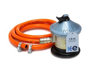 ELMA Kit Manguera Gas Butano 1,5m + Regulador de Gas Homologado Monfa - 2 Abrazaderas Incluidas | Compatible con Camping Gas, Hornillo de Gas y Cocina Portátil