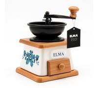 ELMA Molino de Café Decorativo, Molinillo de Cerámica Vintage Estilo Retro | Pieza Decorativa para Cocina, Salón o Cafetería | No Muele Café, 12,5 x 12,5 x 17 cm, Color Claro