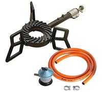 Elma Pack Hornillo de gas en Hierro Fundido con Manguera de Conexión y Válvula de Seguridad I 6,5 KwI Kit Completo compatible con Gas Butano y Propano