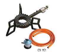 Elma Pack Hornillo de gas en Hierro Fundido con Manguera de Conexión y Válvula de Seguridad I 6,5 KwI Kit Completo compatible con Gas Butano y Propano
