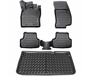 ELMASLINE 3D Tappetini Gomma e Vasca Baule per Renault Clio 5 (V) a Partir de 2019 (Piso de Carga más bajo) | Tappetini Auto | Vasca per il bagagliaio | Accessori Auto