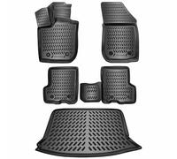 Elmasline Juego de alfombrillas de goma 3D y bandeja de maletero para Dacia Sandero 2 (II) 2012-2020 - Borde alto - Alfombrillas de suelo de diseño