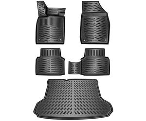 ELMASLINE Juego de Alfombrillas de Goma 3D y Bandeja de Maletero para VW ID.4 | 2020-2026 | Nota Importante: los Accesorios no encajan en el Suelo de Carga Variable