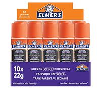 Elmer's barras de pegamento de color morado que desaparece | Se queda transparente al secarse | Ideal para clase y manualidades | Lavable y apto para niños | 22 g | 10 unidades