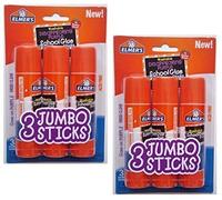 Elmers Jumbo desapareciendo morado escuela barras de pegamento, 1.4 onzas, 2 paquetes de 3, 6 palos Total