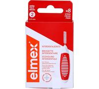 elmex Cepillo interdental rojo (tamaño 2, 0,50 mm), 1 x 8 unidades, cepillos interdentales para la limpieza de pequeños espacios interdentales