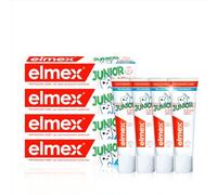 Elmex Junior Protección Caries Pasta de Dientes Infantil, Pack 4 Uds x 75ml, Protege contra la Caries, Dentífrico para Niños 6-12 Años, Contiene Fluoruro de Amina