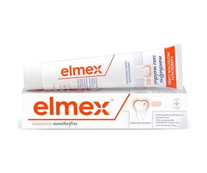 elmex Pasta dentífrica anticaries, sin mentol, 75 ml, limpieza dental médica para una protección eficaz contra la caries, sin mentol, alcanfor o aceite de menta