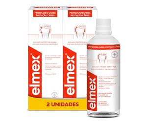 Elmex Protección Caries, Enjuague Bucal, Pack 2x400ml | Colutorio con fluoruro de amina, Doble escudo protector, Remineraliza esmalte, Anticaries, Aliento fresco menta