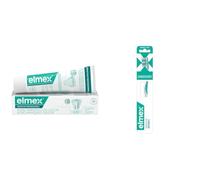 Elmex Sensitive - Pack Pasta de Dientes Sensibilidad Dental 2 x 75 ml + Cepillo de Dientes Suave, Limpieza Profunda