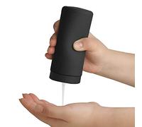 ElmRidge Dish Soap Silicone Dispenser for Kitchen Sink,Squeeze Washing Up Liquid and Hand Soap,Round refillable Silicone Bottles,Easy to Fill and to Use, 8.5 oz,Black 2.4 x 2.4 x 5.5 Inches (Black)