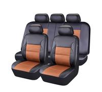 ELNas Juego De Fundas De Asiento De Cuero PU para Nissan Micra Pulsar Patrol Livina Pathfinder Magnite Terra, con Esponja Compuesta SúPer De 5 Mm, Compatible con Airbag,C Brown