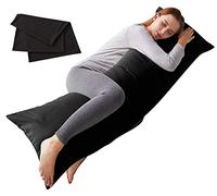 ELNIDO QUEEN Almohada Corporal con Funda de Almohada, Almohada Larga Suave para Adultos, Inserto de Almohada Transpirable de Cuerpo Completo para Dormir, 20 x 54 Pulgadas, Color Negro