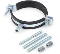 ELNLE Abrazadera de tubo de 160 - 185 mm, soporte para tubo de horno, soporte ajustable para tubo de horno, acero galvanizado, abrazadera de bajada con forro de goma negra, abrazadera de dos piezas