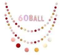 ELNLE Guirnalda de pompones, bolas de fieltro coloridas, 60 unidades, pompón, decoración para habitación infantil, guirnalda de fieltro pastel para cuna de bebé, decoración de fiesta de cumpleaños