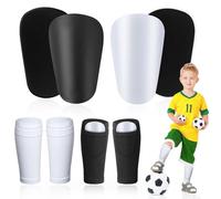 ELNLE Mini espinilleras para niños de fútbol y fútbol, 2 pares de mini almohadillas de 10 x 6 cm, pequeñas espinilleras de fútbol, incluye calcetines de 12 x 8 cm, para adolescentes y niños
