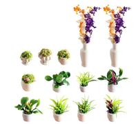 Elnwnnkc 13Pieces Miniature Potted Plant Model For Doll House Accessories Office Desk Garden Scene Setting For Craft Model Project Decorative Plant