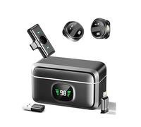 Elnwnnkc 40 Hour Radio Lapel Pickup Double Attractive Microphones Charging Case DSP Noise Cancel For Broadcasting Rechargeable Charging Case