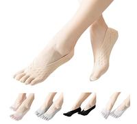 Elnwnnkc 5 Pares Mujeres No Show Calcetines Separados Con Punta De Corte Bajo Atlético Antideslizante Silicona Invisible Malla Transpirable Dedos Dedos No Show