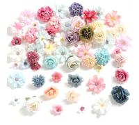 Elnwnnkc 80 cabezas de flores artificiales de 25 a 43 mm para decoración de pasteles, accesorios para el cabello, arreglos florales de boda, cabezas de flores