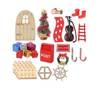 Elnwnnkc Accesorios para Casas De Muñecas Navideñas Puerta Madera A Escala 12 Pino Pequeño Regalos con Cinta Roja Bastón Caramelo Arcoíris Decoración Bienvenida Casas Muñecas Festivas Decoraciones