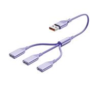 Elnwnnkc Adaptador divisor USB 2.0 tipo C para transferencia de datos de carga de computadora portátil con 3 puertos de carga USB divisor para coche