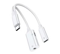 Elnwnnkc Adaptadores de cargador tipo C de 2 puertos, conectores de auriculares de 3,5 mm, PD60W, carga rápida, aleaciones de aluminio, carcasa de sonido HiFi, accesorio móvil, dos conectores de