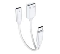 Elnwnnkc Adaptadores de cargador tipo C de 2 puertos, conectores de auriculares de 3,5 mm, PD60W, carga rápida, aleaciones de aluminio, carcasa de sonido HiFi, accesorio móvil, dos conectores de