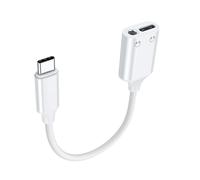 Elnwnnkc Adaptadores de cargador tipo C de 2 puertos, conectores de auriculares de 3,5 mm, PD60W, carga rápida, aleaciones de aluminio, carcasa de sonido HiFi, accesorio móvil, dos conectores de