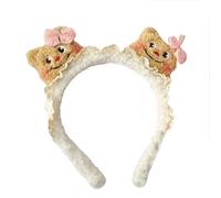 Elnwnnkc Adorkable - Diadema de oso peludo para bailes de graduación, cumpleaños, diadema divertida con lazo de encaje