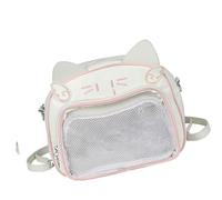 Elnwnnkc Anime Cats Itabag - Mochila multiusos de poliuretano con múltiples bolsillos, con pantalla frontal transparente, bolsa cruzada con correas ajustables, Polvo blanco