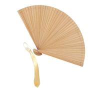 Elnwnnkc Bamboos - Abanico decorativo plegable con borlas, estética natural para fiestas de disfraces, decoración de pared, diseño clásico y liso plegable