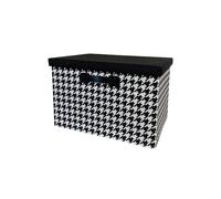Elnwnnkc Caja de almacenamiento de tela resistente con cubierta, diseño de pata de gallo que ahorra espacio para dormitorio, organización de juguetes, contenedor de almacenamiento de tela plegable