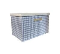 Elnwnnkc Caja de almacenamiento de tela resistente con cubierta, diseño de pata de gallo que ahorra espacio para dormitorio, organización de juguetes, contenedor de almacenamiento de tela plegable