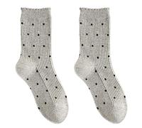 Elnwnnkc Calcetines japoneses elegantes con volantes para mujer, color sólido, patrón de puntos, tubo medio, algodón acanalado, ribete de volantes para mujer, gris, Talla única